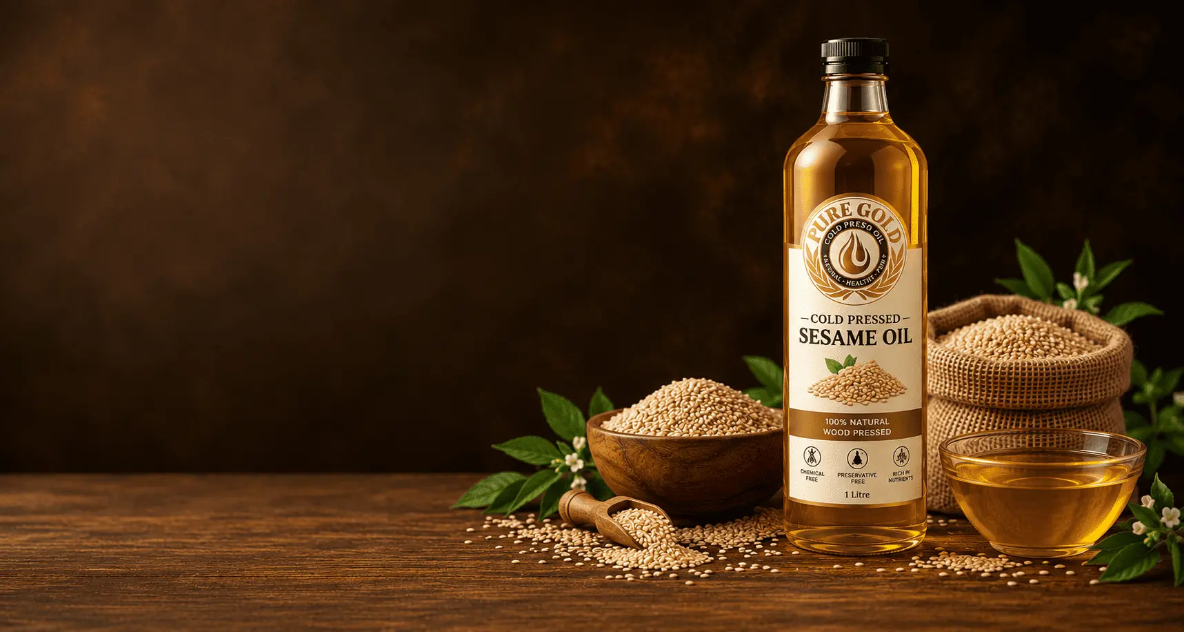 Pure Gold Cold <br> Pressed Sesame Oil